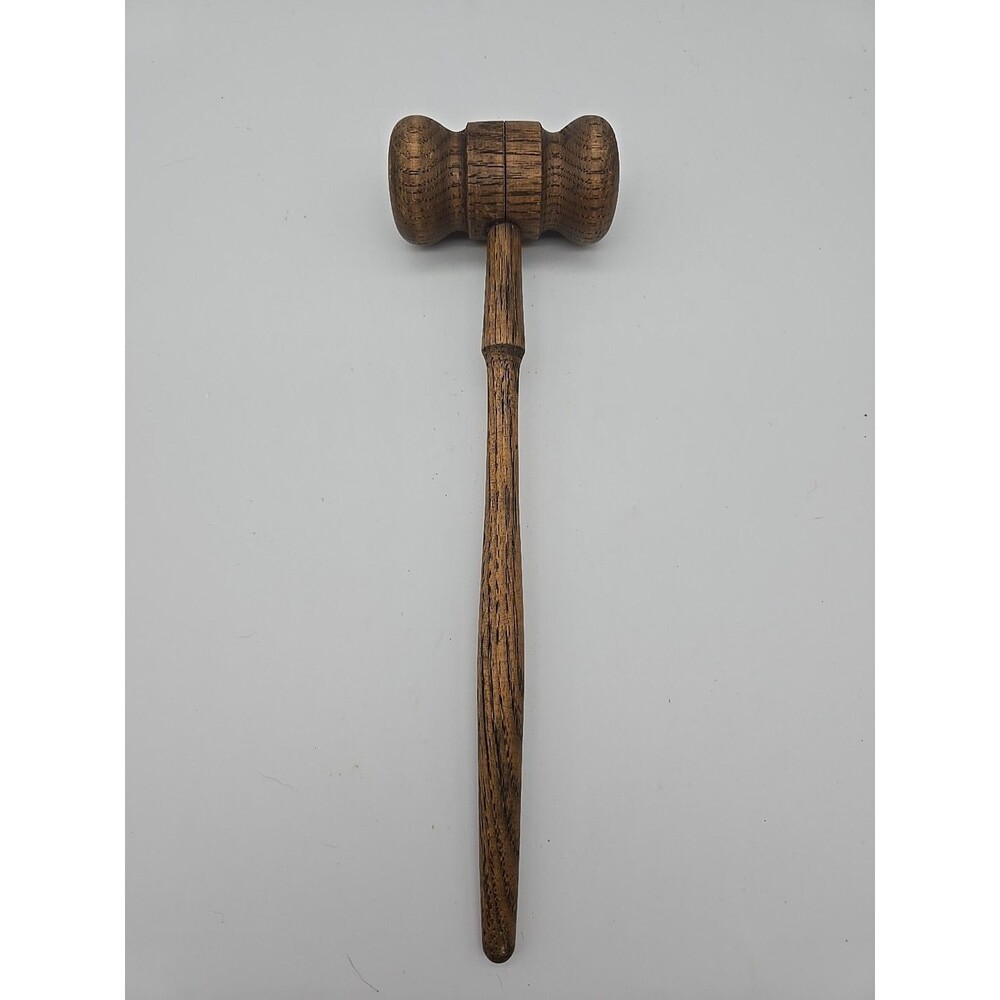Vintage Solid Oak Wooden Gavel Wood Judge Auctioneer Mallet 11'' Meeting Hammer